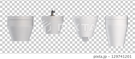 Lavatory pan isolated on a transparent background, bidet, 3D illustration, and CG render Lavatory pan isolated on a transparent background, bidet, 3D illustration, and CG render 129741201