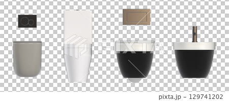 Lavatory pan isolated on a transparent background, bidet, 3D illustration, and CG render Lavatory pan isolated on a transparent background, bidet, 3D illustration, and CG render 129741202
