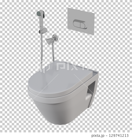 Lavatory pan isolated on a transparent background, bidet, 3D illustration, and CG render Lavatory pan isolated on a transparent background, bidet, 3D illustration, and CG render 129741213