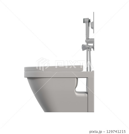 Lavatory pan isolated on a transparent background, bidet, 3D illustration, and CG render Lavatory pan isolated on a transparent background, bidet, 3D illustration, and CG render 129741215