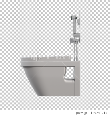 Lavatory pan isolated on a transparent background, bidet, 3D illustration, and CG render Lavatory pan isolated on a transparent background, bidet, 3D illustration, and CG render 129741215