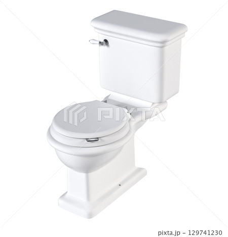 Lavatory pan isolated on a transparent background, bidet, 3D illustration, and CG render 129741230