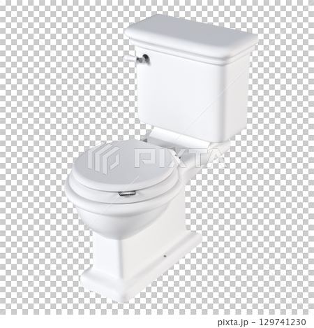 Lavatory pan isolated on a transparent background, bidet, 3D illustration, and CG render 129741230
