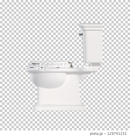 Lavatory pan isolated on a transparent background, bidet, 3D illustration, and CG render 129741231
