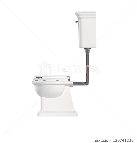 Lavatory pan isolated on a transparent background, bidet, 3D illustration, and CG render 129741235