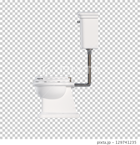 Lavatory pan isolated on a transparent background, bidet, 3D illustration, and CG render 129741235