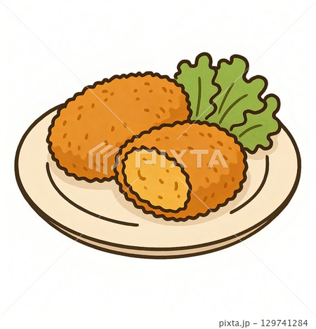 手描き風コロッケのかわいいイラスト 129741284