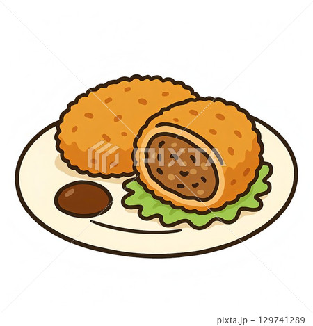 美味しそうなコロッケの挿絵イラスト 129741289