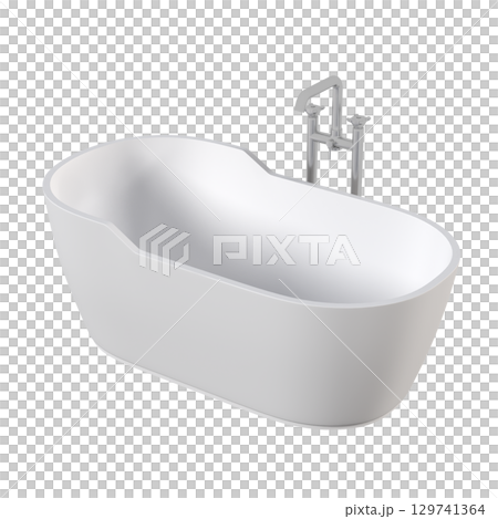 bathtub isolated on a transparent background, 3D illustration, and a CG render bathtub isolated on a transparent background, 3D illustration, and a CG render 129741364