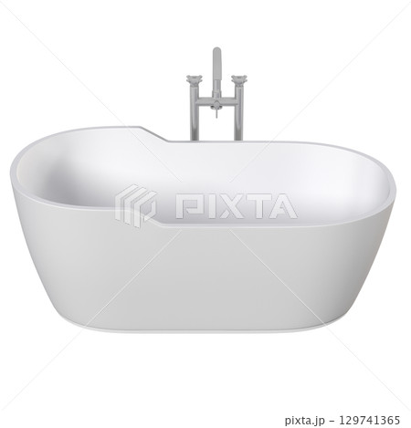 bathtub isolated on a transparent background, 3D illustration, and a CG render 129741365