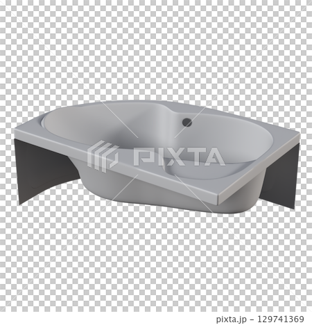 bathtub isolated on a transparent background, 3D illustration, and a CG render bathtub isolated on a transparent background, 3D illustration, and a CG render 129741369
