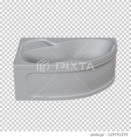 bathtub isolated on a transparent background, 3D illustration, and a CG render 129741370