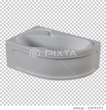 bathtub isolated on a transparent background, 3D illustration, and a CG render 129741371