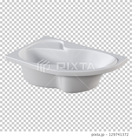 bathtub isolated on a transparent background, 3D illustration, and a CG render 129741372