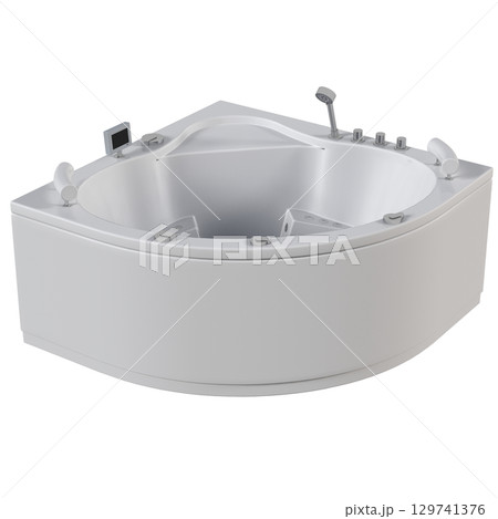 bathtub isolated on a transparent background, 3D illustration, and a CG render 129741376