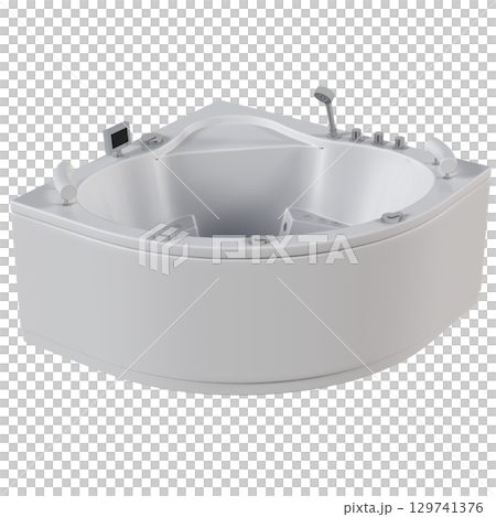bathtub isolated on a transparent background, 3D illustration, and a CG render 129741376