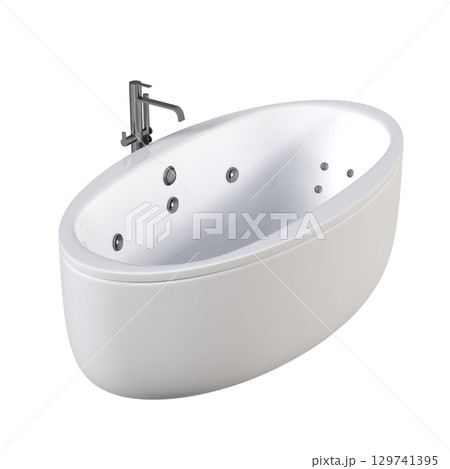 bathtub isolated on a transparent background, 3D illustration, and a CG render 129741395