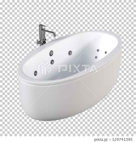 bathtub isolated on a transparent background, 3D illustration, and a CG render 129741395