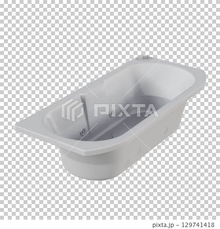 bathtub isolated on a transparent background, 3D illustration, and a CG render 129741418