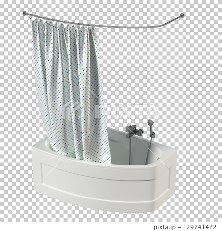 bathtub isolated on a transparent background, 3D illustration, and a CG render 129741422