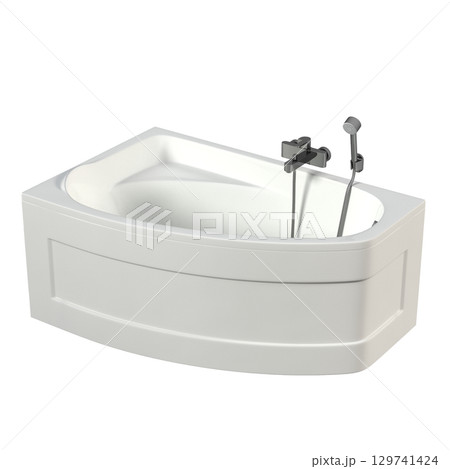 bathtub isolated on a transparent background, 3D illustration, and a CG render bathtub isolated on a transparent background, 3D illustration, and a CG render 129741424