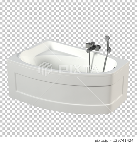 bathtub isolated on a transparent background, 3D illustration, and a CG render bathtub isolated on a transparent background, 3D illustration, and a CG render 129741424