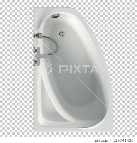 bathtub isolated on a transparent background, 3D illustration, and a CG render bathtub isolated on a transparent background, 3D illustration, and a CG render 129741426