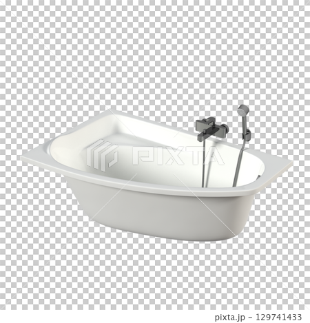 bathtub isolated on a transparent background, 3D illustration, and a CG render 129741433