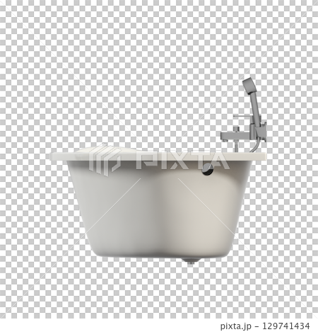 bathtub isolated on a transparent background, 3D illustration, and a CG render 129741434