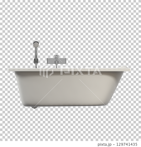 bathtub isolated on a transparent background, 3D illustration, and a CG render 129741435