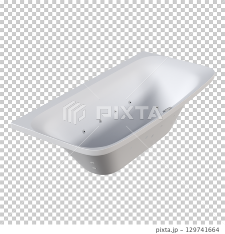 bathtub isolated on a transparent background, 3D illustration, and a CG render bathtub isolated on a transparent background, 3D illustration, and a CG render 129741664