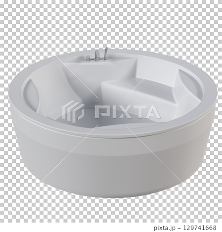 bathtub isolated on a transparent background, 3D illustration, and a CG render 129741668