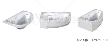 bathtub isolated on a transparent background, 3D illustration, and a CG render 129741686