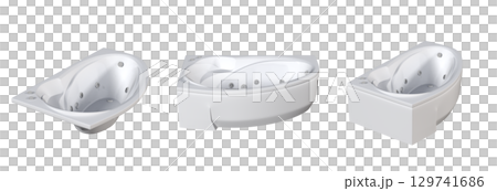 bathtub isolated on a transparent background, 3D illustration, and a CG render 129741686