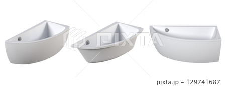 bathtub isolated on a transparent background, 3D illustration, and a CG render bathtub isolated on a transparent background, 3D illustration, and a CG render 129741687