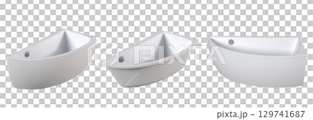 bathtub isolated on a transparent background, 3D illustration, and a CG render bathtub isolated on a transparent background, 3D illustration, and a CG render 129741687