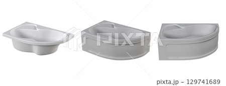 bathtub isolated on a transparent background, 3D illustration, and a CG render bathtub isolated on a transparent background, 3D illustration, and a CG render 129741689