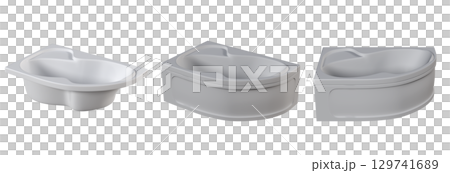 bathtub isolated on a transparent background, 3D illustration, and a CG render bathtub isolated on a transparent background, 3D illustration, and a CG render 129741689