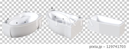 bathtub isolated on a transparent background, 3D illustration, and a CG render bathtub isolated on a transparent background, 3D illustration, and a CG render 129741703