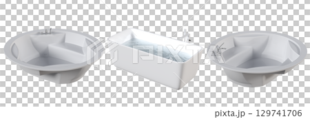 bathtub isolated on a transparent background, 3D illustration, and a CG render bathtub isolated on a transparent background, 3D illustration, and a CG render 129741706