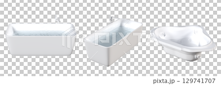 bathtub isolated on a transparent background, 3D illustration, and a CG render 129741707