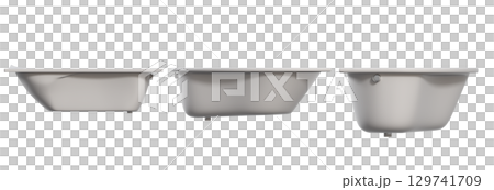bathtub isolated on a transparent background, 3D illustration, and a CG render 129741709