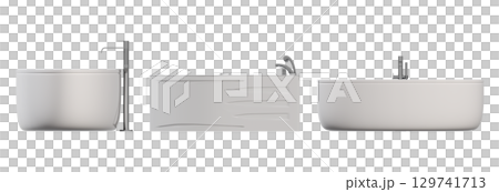 bathtub isolated on a transparent background, 3D illustration, and a CG render 129741713