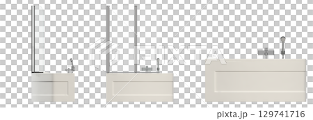 bathtub isolated on a transparent background, 3D illustration, and a CG render bathtub isolated on a transparent background, 3D illustration, and a CG render 129741716