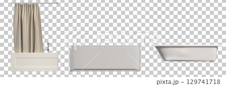 bathtub isolated on a transparent background, 3D illustration, and a CG render 129741718