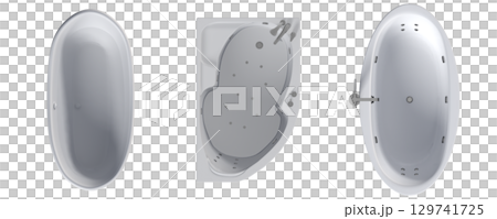bathtub isolated on a transparent background, 3D illustration, and a CG render 129741725