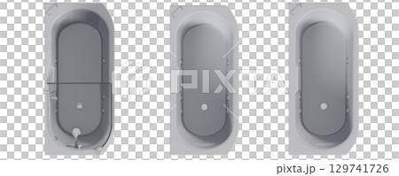 bathtub isolated on a transparent background, 3D illustration, and a CG render 129741726