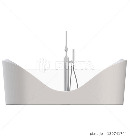 bathtub isolated on a transparent background, 3D illustration, and a CG render 129741744