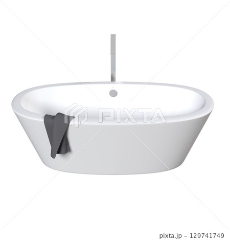 bathtub isolated on a transparent background, 3D illustration, and a CG render 129741749