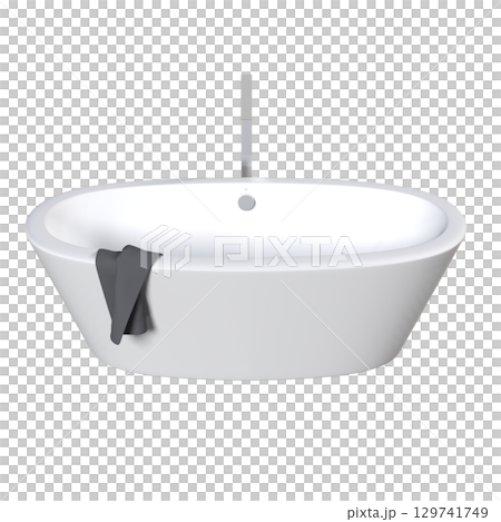 bathtub isolated on a transparent background, 3D illustration, and a CG render 129741749